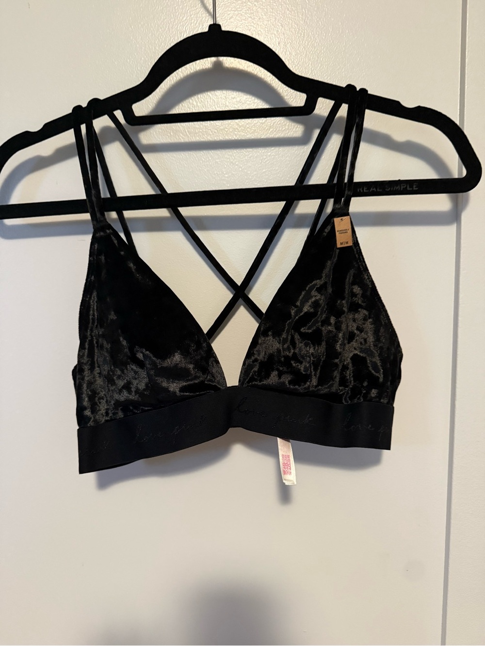 Victoria's Secret Black Velvet Crisscross Bralette